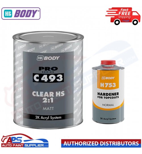 HB Body C 493 2:1 Matt Clear Lacquer 1L WITH H 753 NORMAL HARDENER LTR